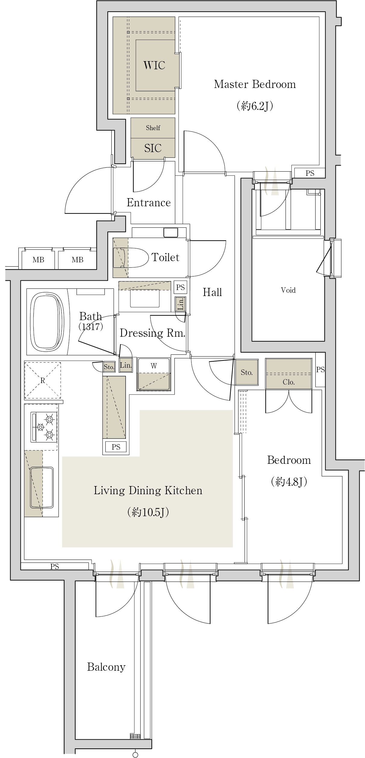 The Wind Btype 主寝室に吹抜を採用した [風の邸]