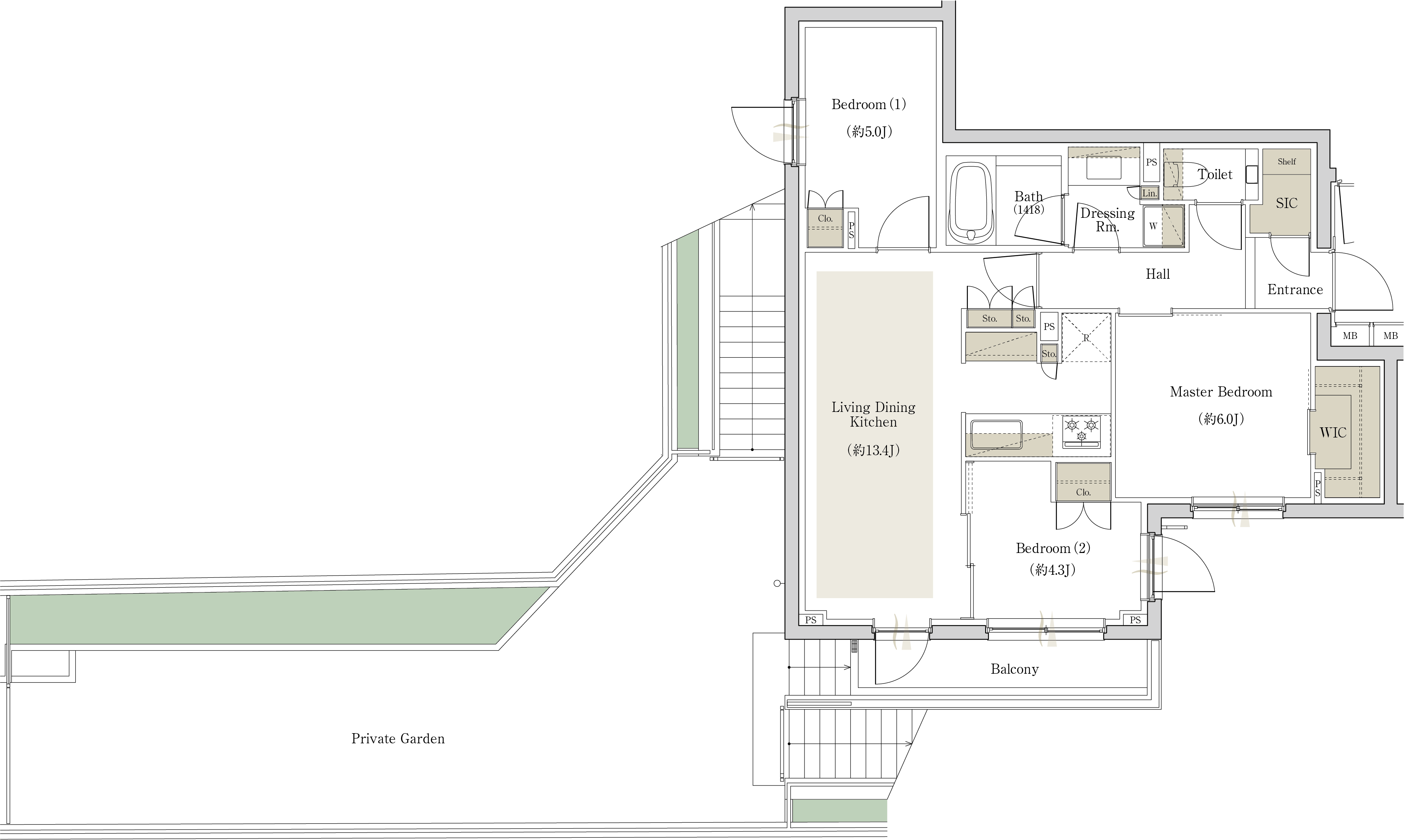 The Garden Etype プライベートガーデン付の [園生の邸]